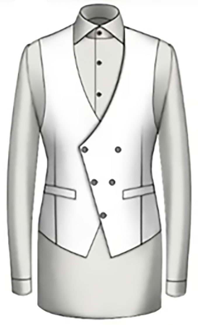 Double Breasted/ V Neck/ Slant Bottom/ 5 Buttons
