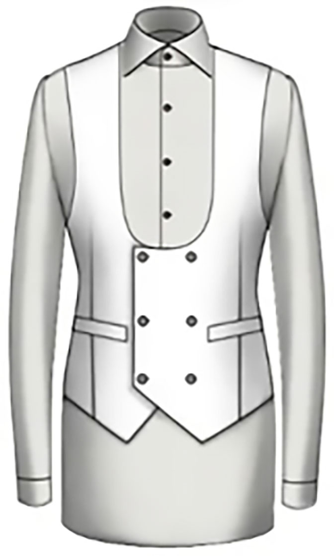 Double Breasted/ U Neck/ Point Bottom/ 6 Buttons