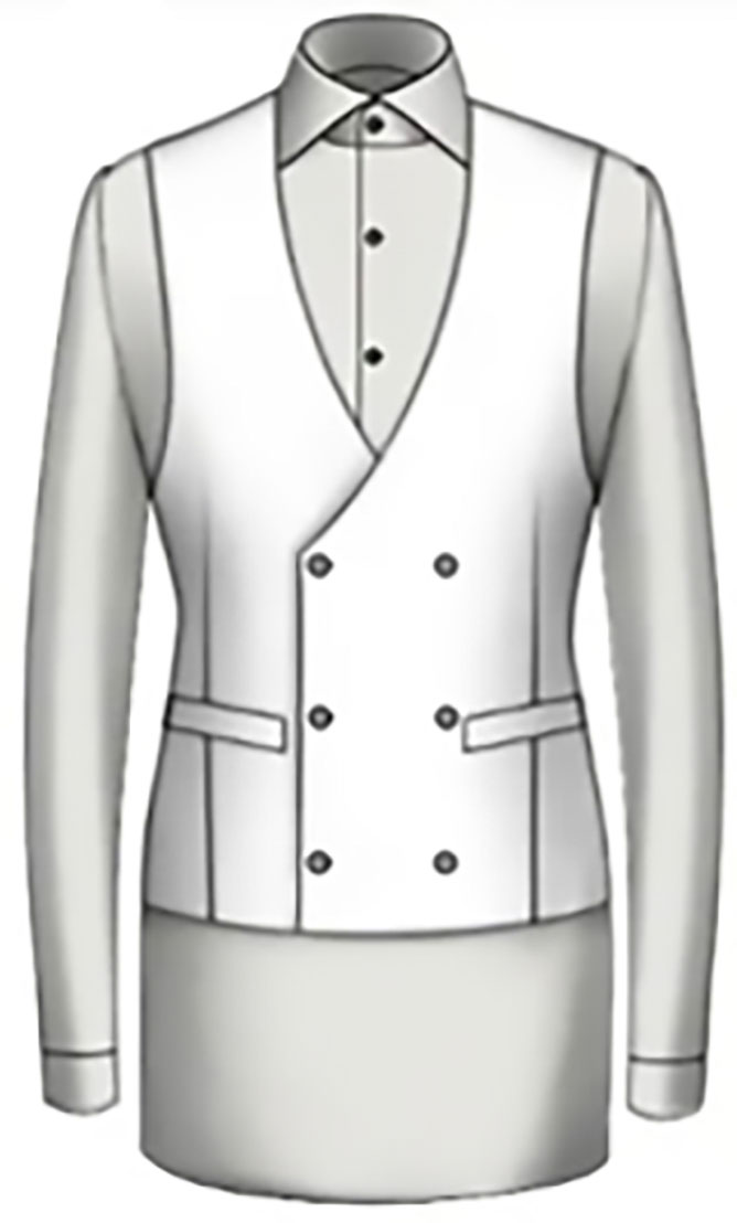 Double Breasted/ V Neck/ In Line Bottom/ 6 Buttons