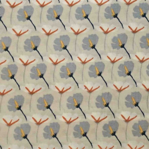 Grey & White Floral on Tan