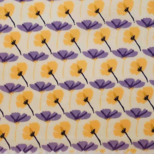 Yellow & Purple Floral on White