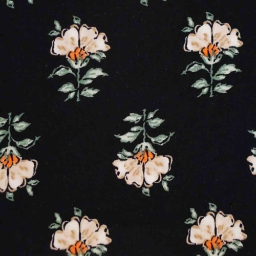 Tan & Orange Floral on Navy Blue